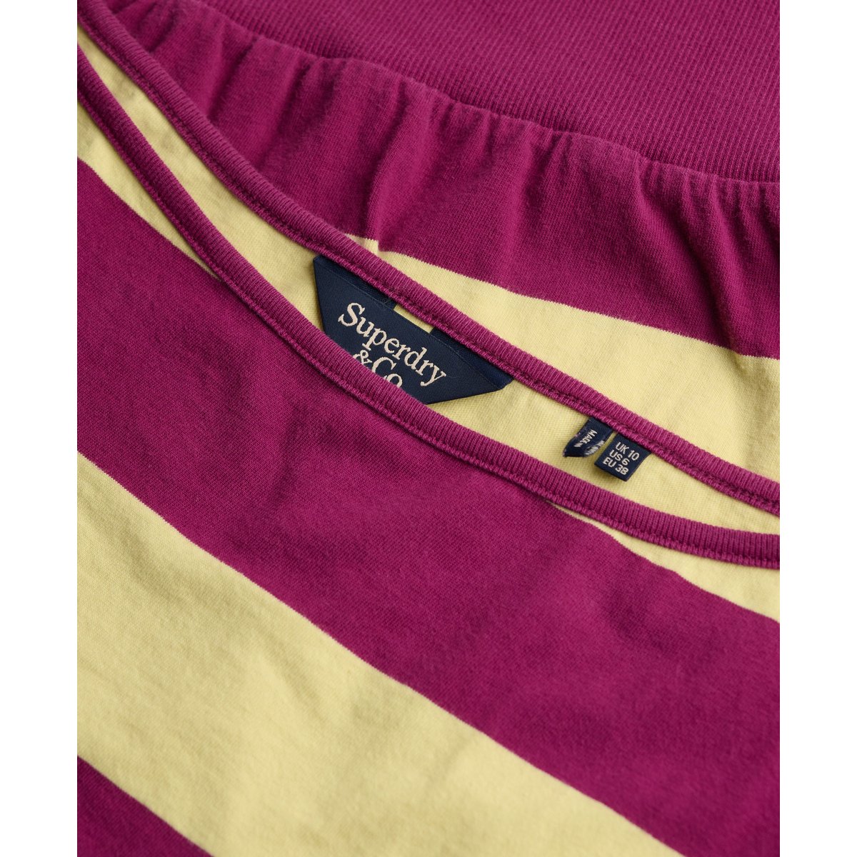 Top Bardot Rayé Côtelé Coupe Ajustée rayures magenta et violet, SUPERDRY