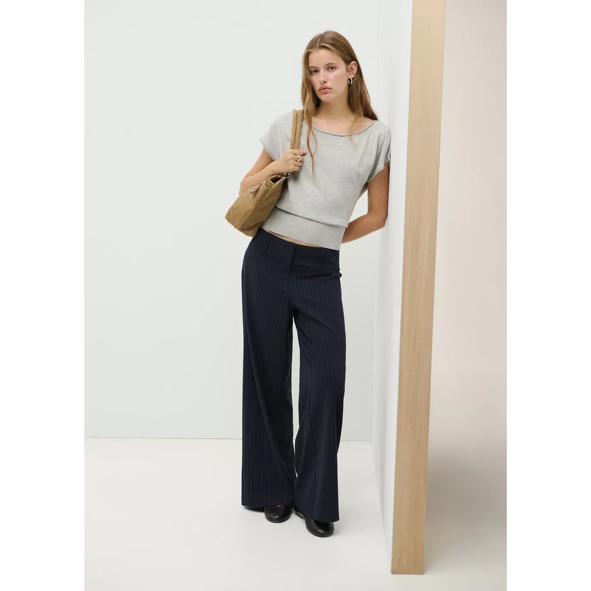 Pantalon à fines rayures bleu marine, MANGO TEEN