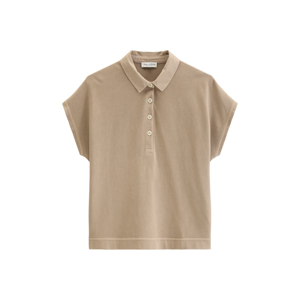 Polo sans manches loose en pur coton bio marron, MARC O'POLO