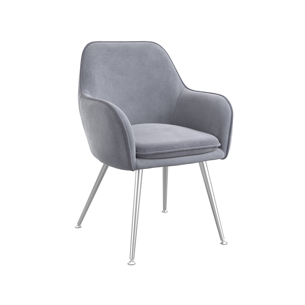 Set of 2 Lavinia Velvet Dining Chairs with Silver Legs grey, ÉDITÉ