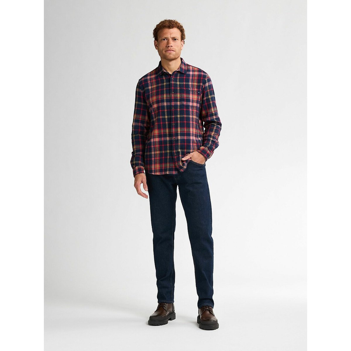 Checked Long Sleeve Shirt navy blue, PETROL INDUSTRIES