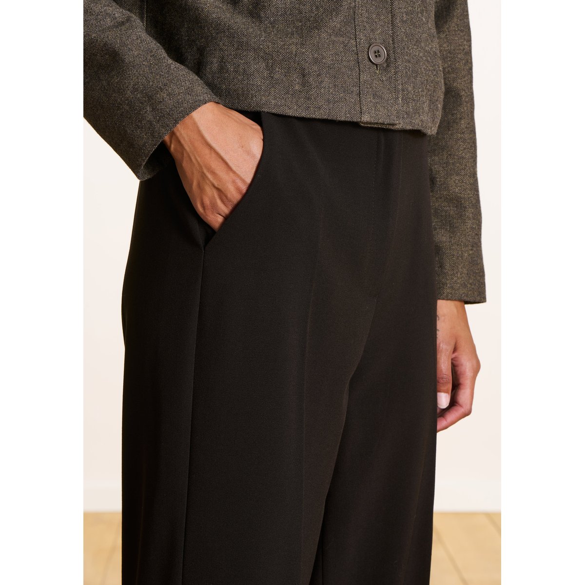 Pantalon 7/8ème droit et large noir, LA FEE MARABOUTEE