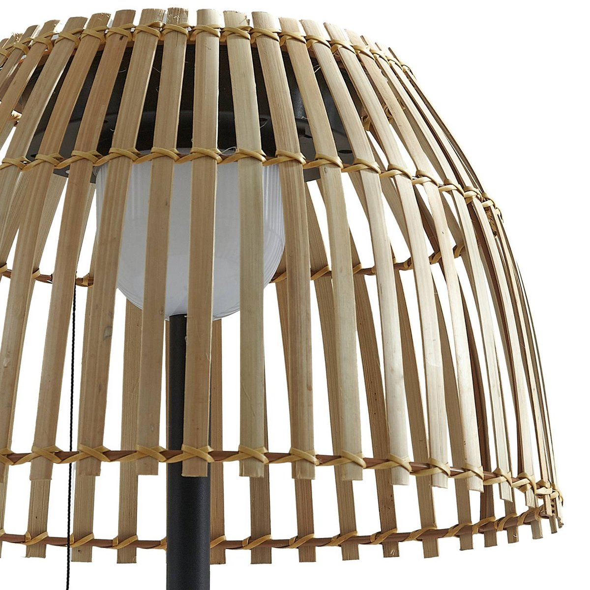 Lampe solaire en aluminium traditionnelleLED bois clair, noir, LUCANDE