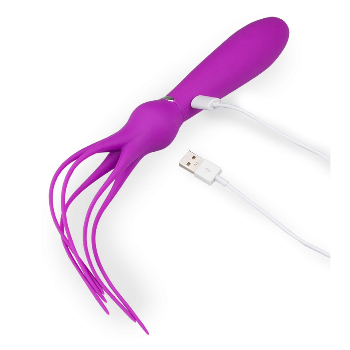 Vibromasseur puissant avec lanières vibrantes violet, LOVE AND VIBES