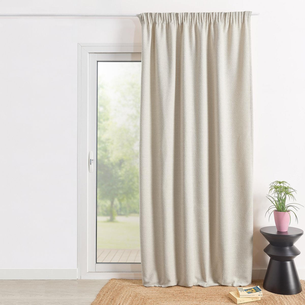 Rideau bouclette galon fronceur - QABANE ecru, HOME MAISON
