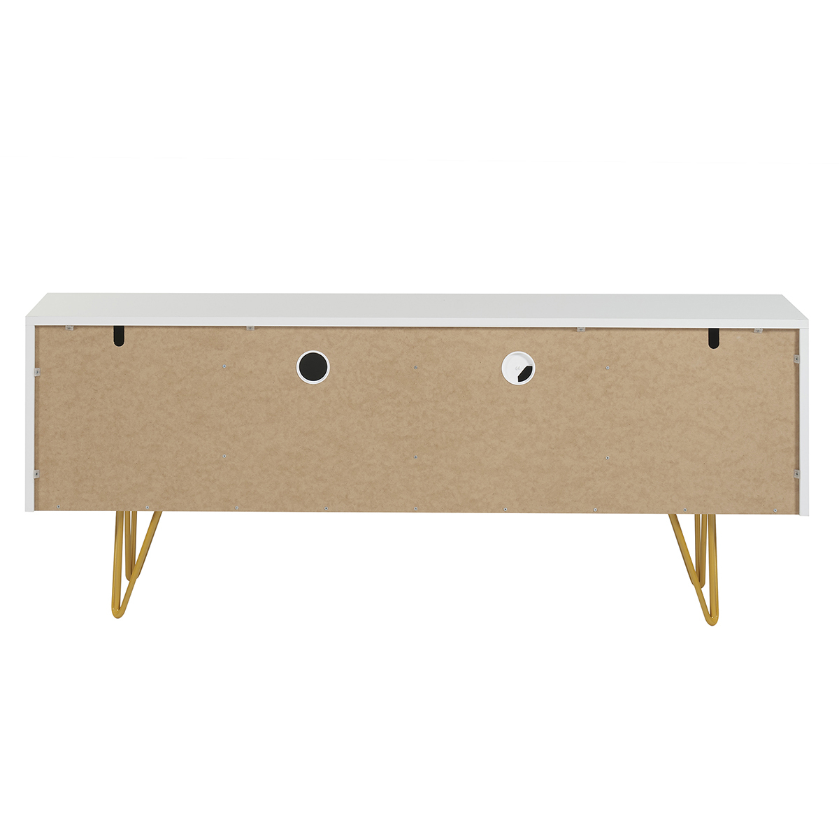 Meuble TV design gravé L140 cm OZEN blanc, MILIBOO