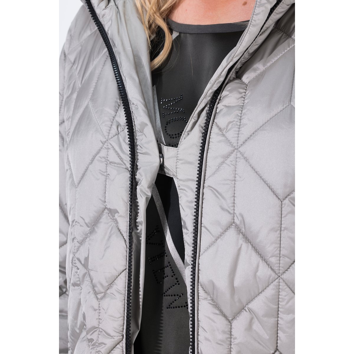 Manteau technique matelassé HYPAR à capuche gris moyen, ULLA POPKEN