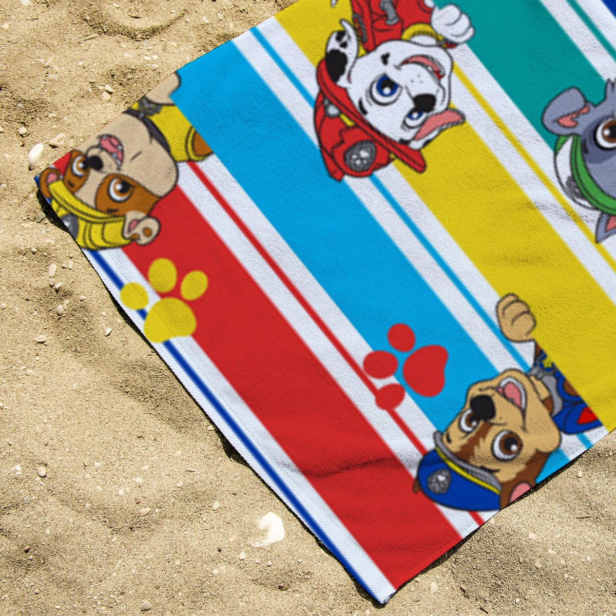 Serviette de plage polyester, TEAM PAT PATROUILLE blanc, PAT PATROUILLE