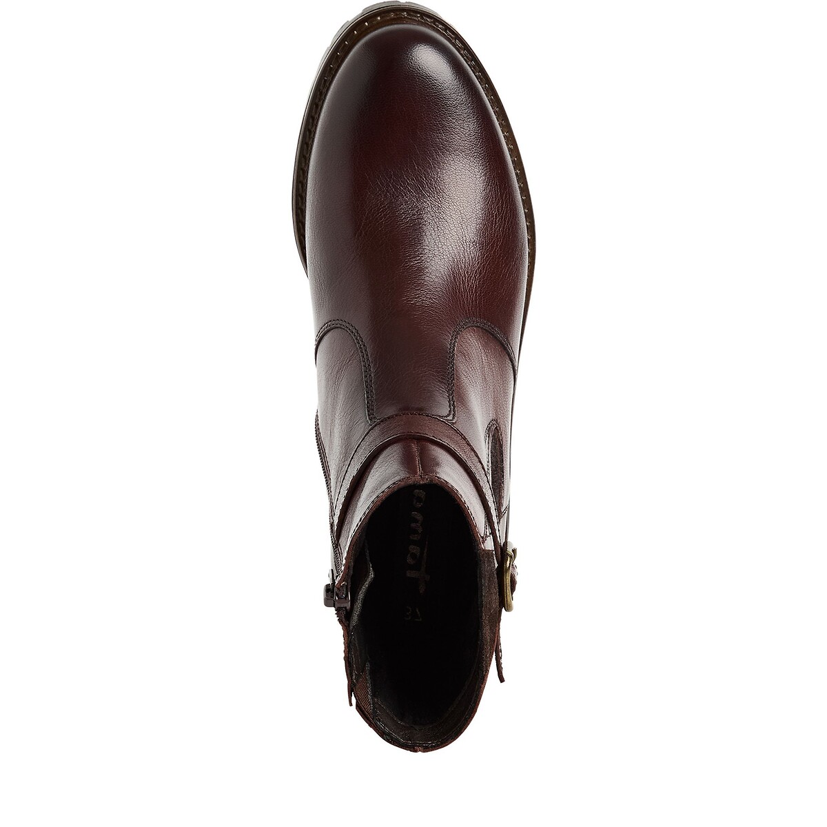 Botines de piel planos marrón, TAMARIS
