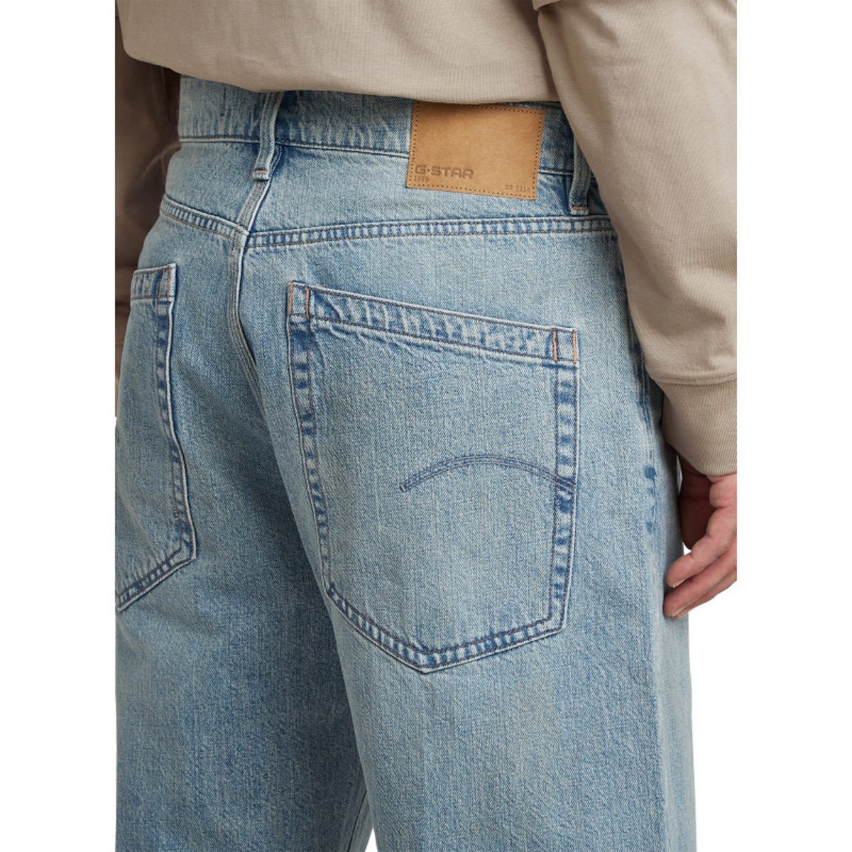 Short 5 poches en coton bleu stone délavé avec une coupe droite bleu, G-Star RAW