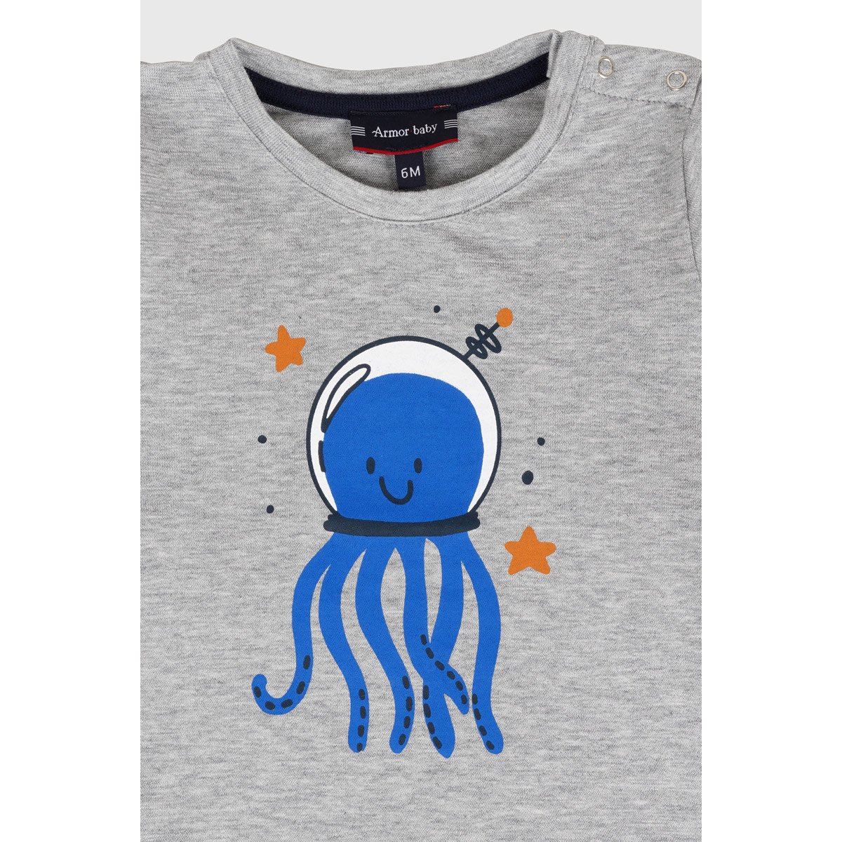 T-shirt imprimé en coton BABY gris chine clair, ARMOR-LUX