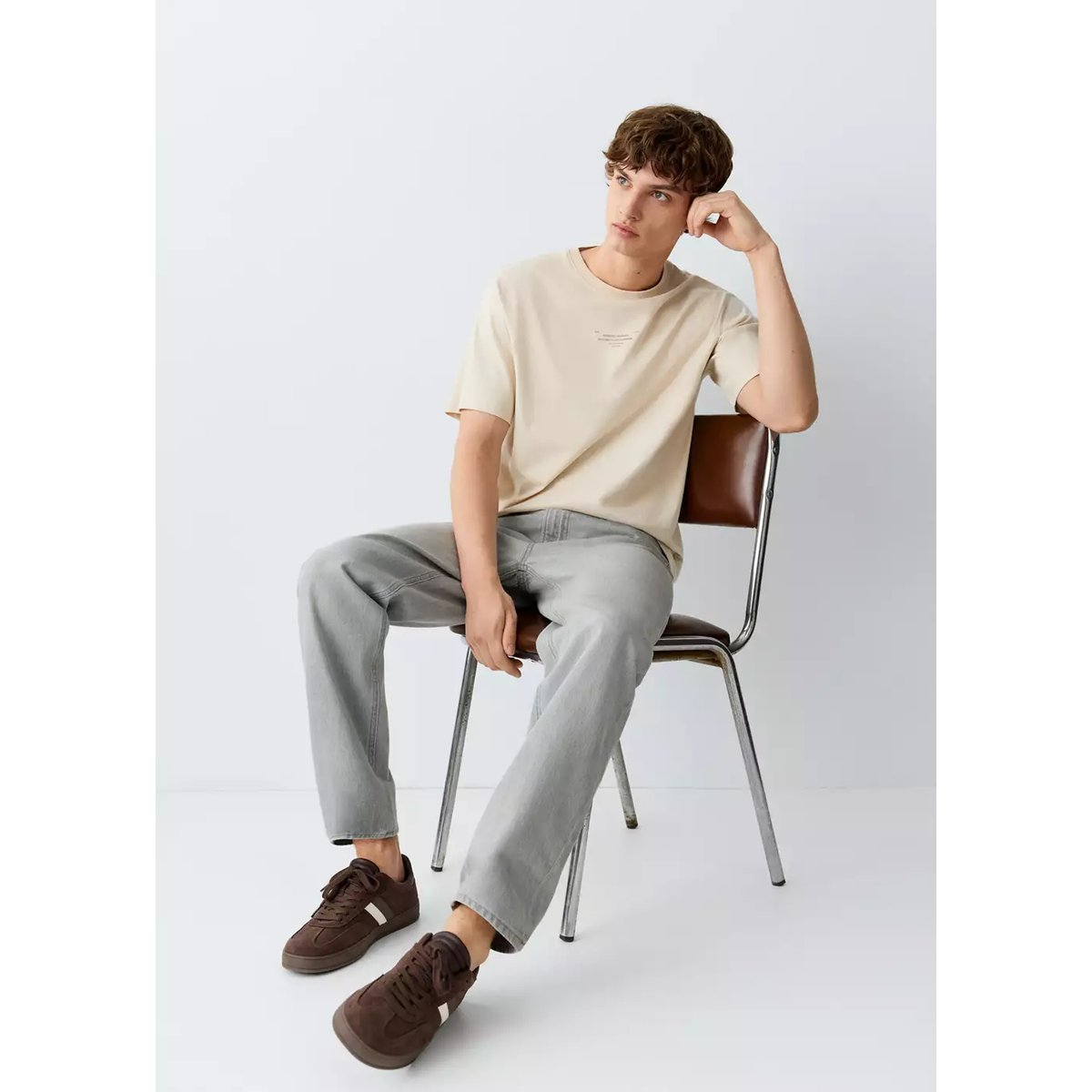 Jean regular-fit gris denim, MANGO TEEN