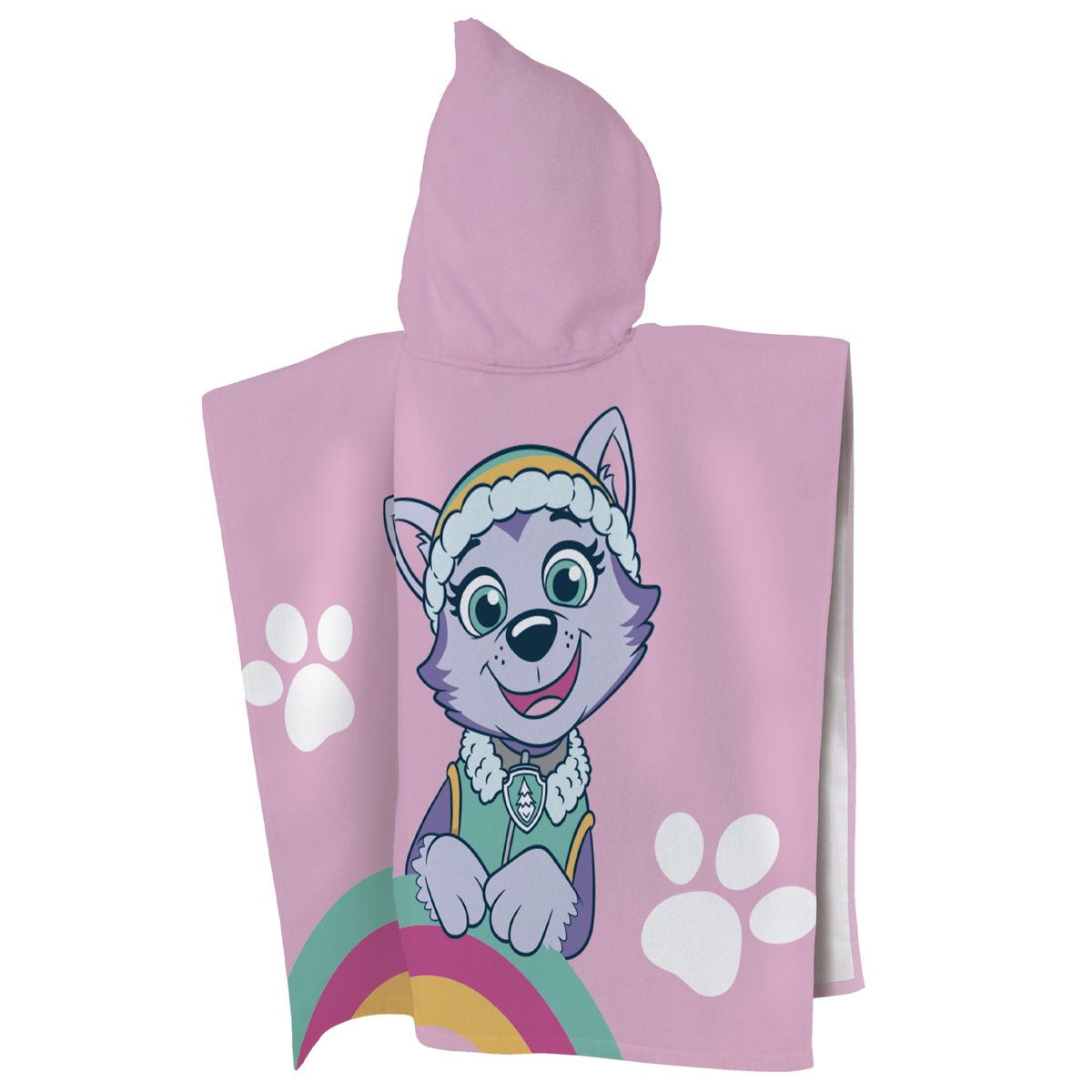 Cape de bain imprimée 100% coton, GOOD VIBES rose, PAT PATROUILLE