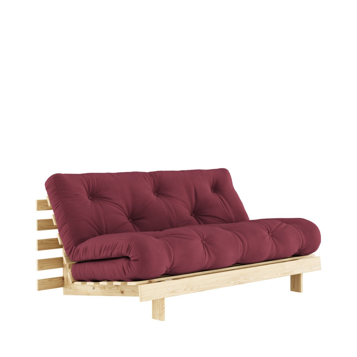 Canapé convertible 160x200cm en bois naturel et tissu- ROOTS bordeaux, KARUP DESIGN