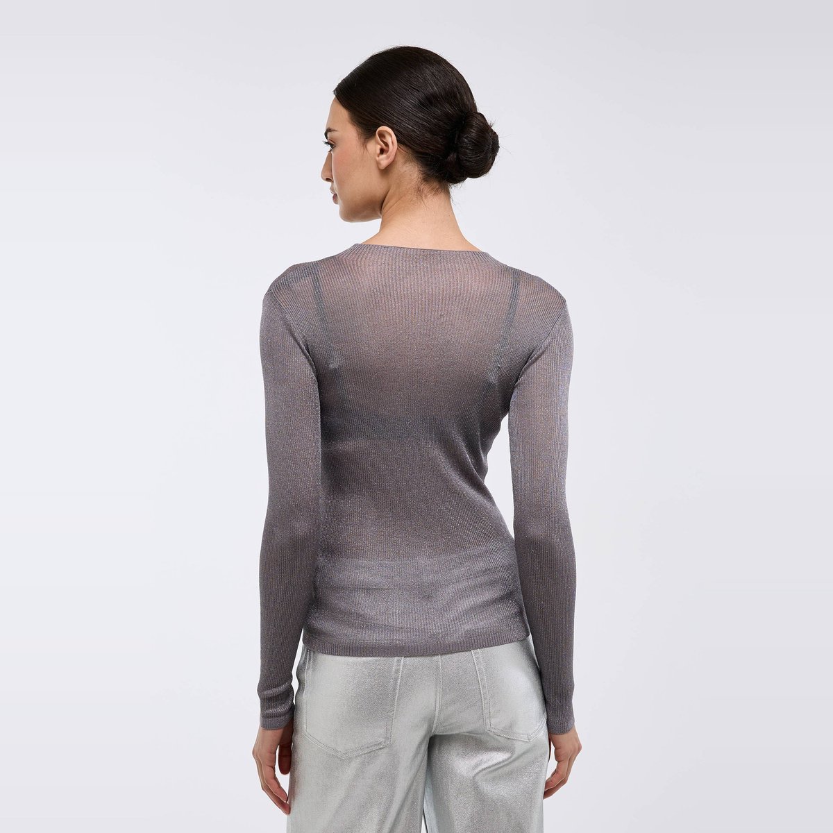 Pull en maille fine métalisée silver, MONOPRIX
