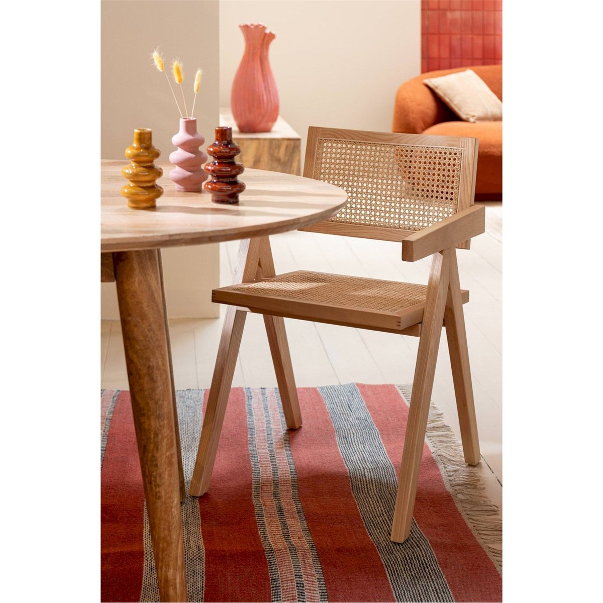 Chaise en bois de frêne et rotin tressé naturel, RECOLLECTION