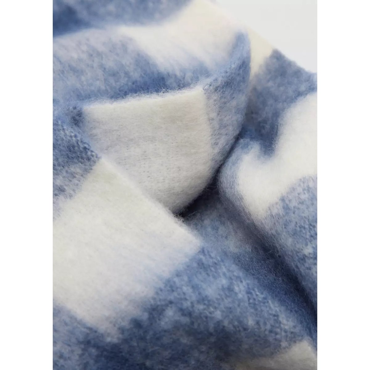Check scarf with fringed ends bleu, MANGO TEEN