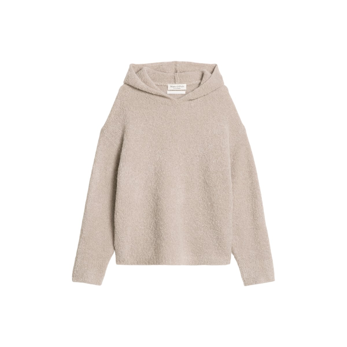Hoodie en bouclette loose en mélange de laine vierge et de laine d'alpaga gris clair, MARC O'POLO