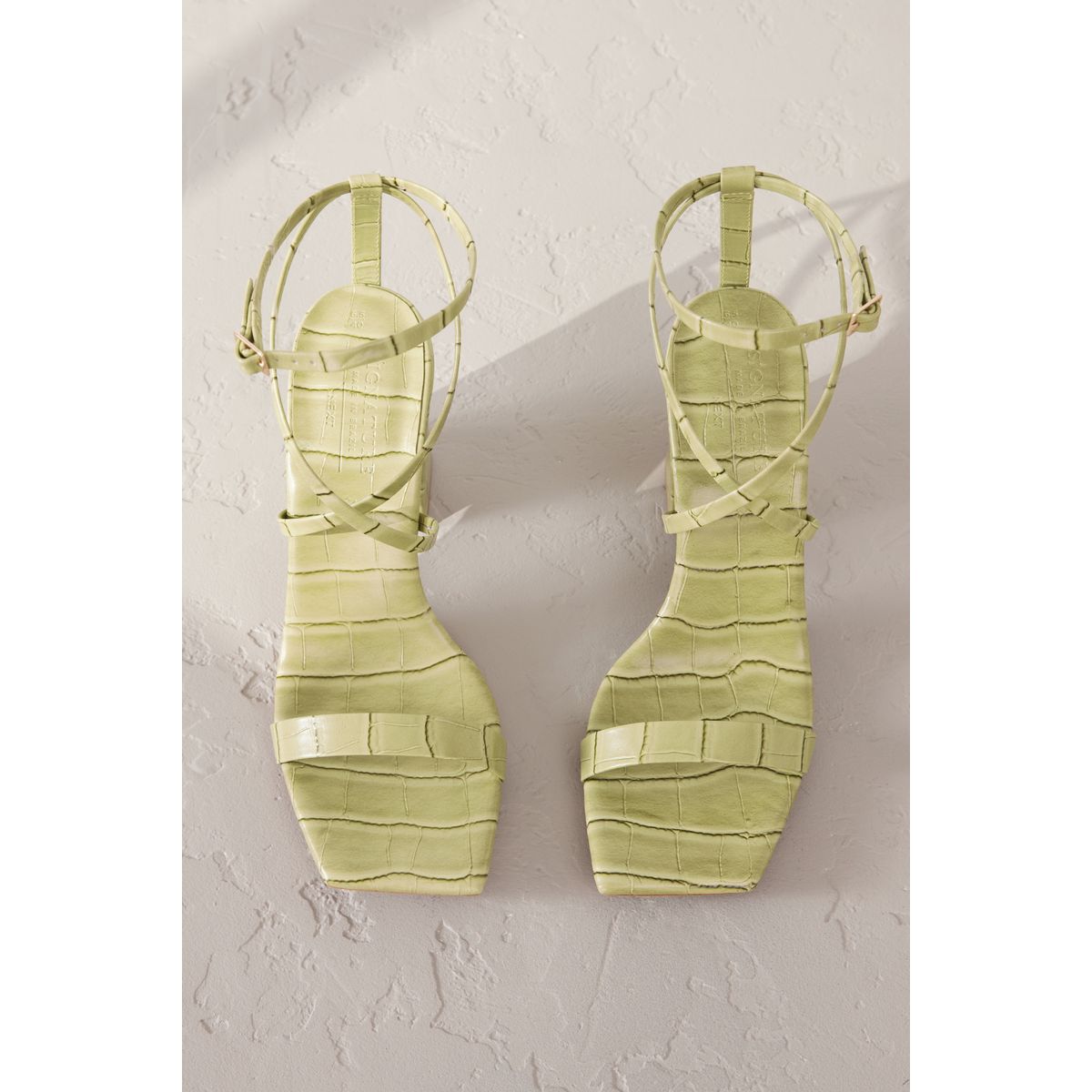 Sandales premium à brides et talon carré vert, NEXT
