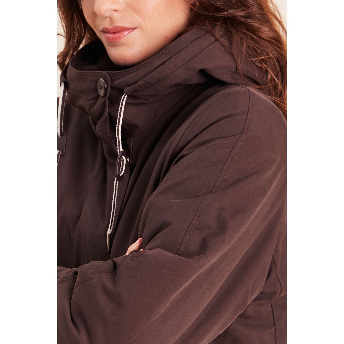 Parka à capuche taille ajustable marron foncé, BREAL