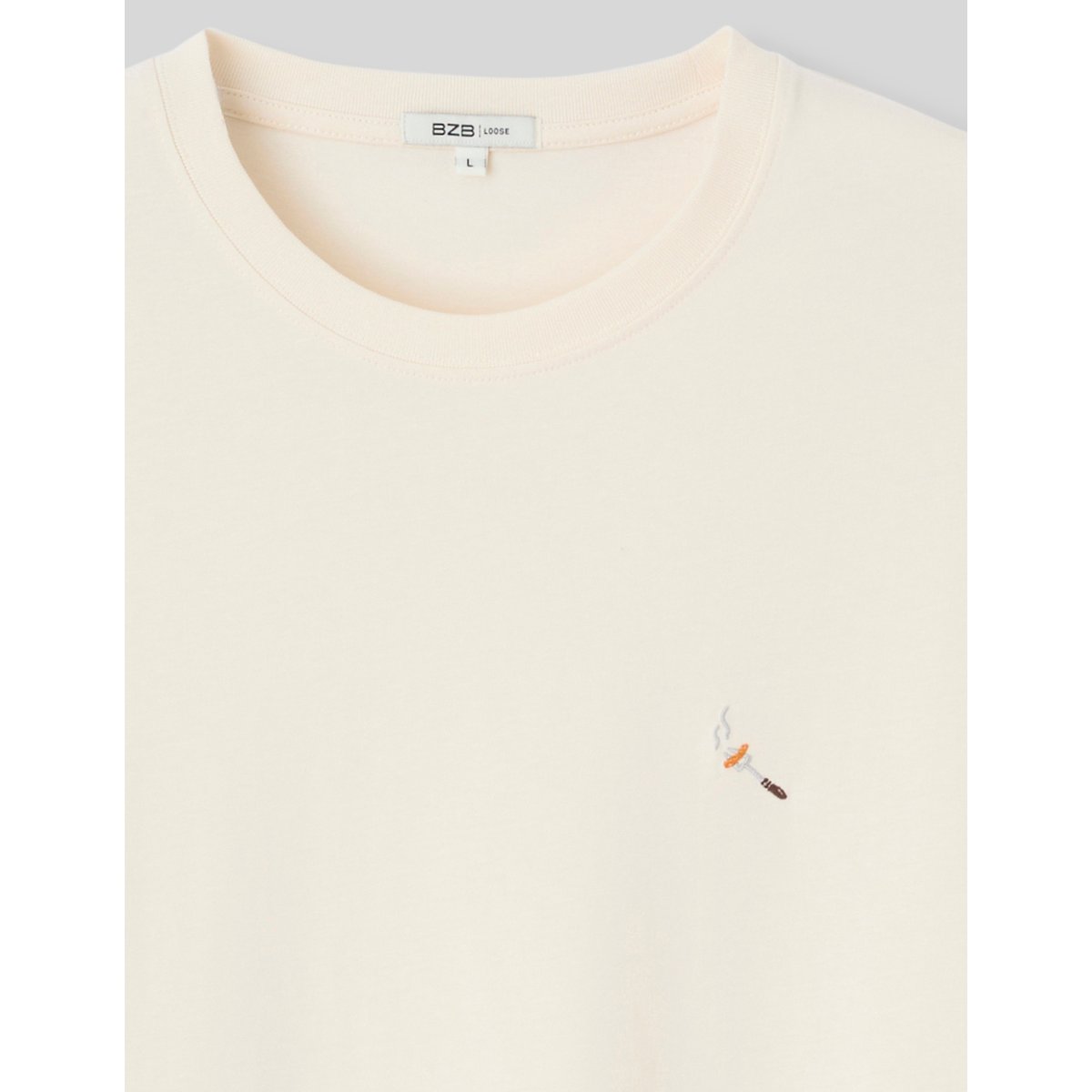 T-shirt broderie poitrine naturel, BZB
