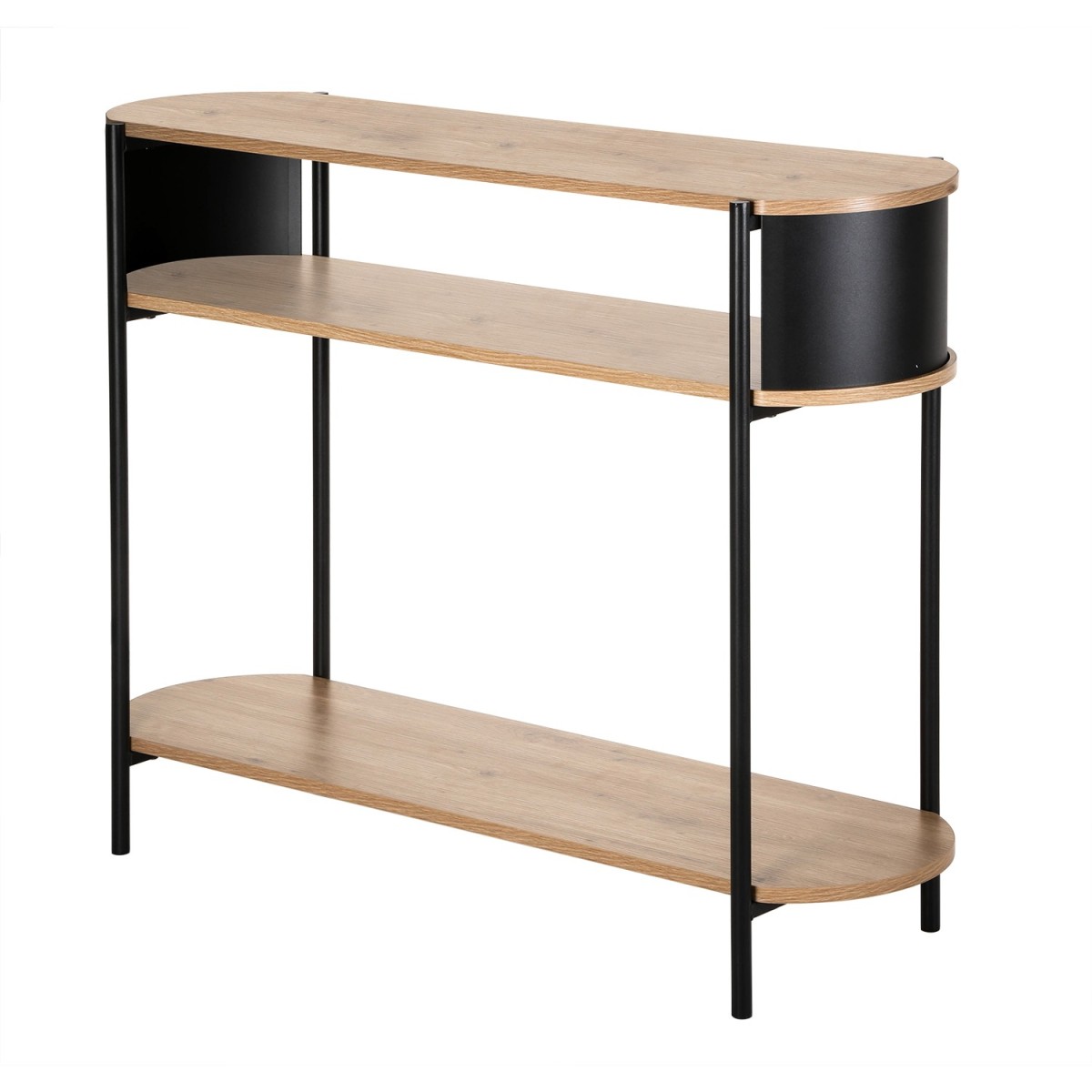 Console 3 niveaux avec flancs en métal bois clair, CALICOSY