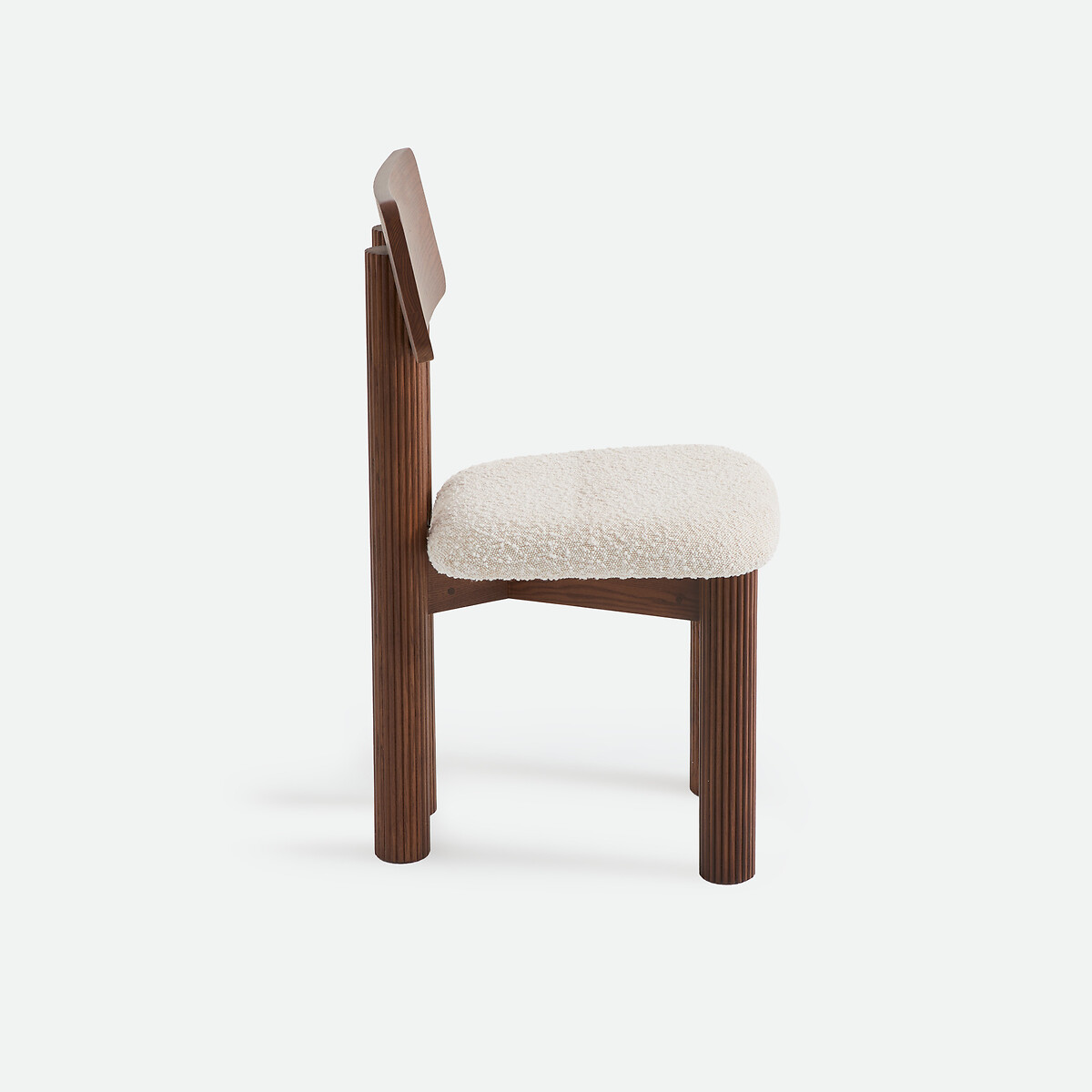 Chaise en frêne massif teinté et bouclette, DESNA teinté coloris noyer, LA REDOUTE INTERIEURS