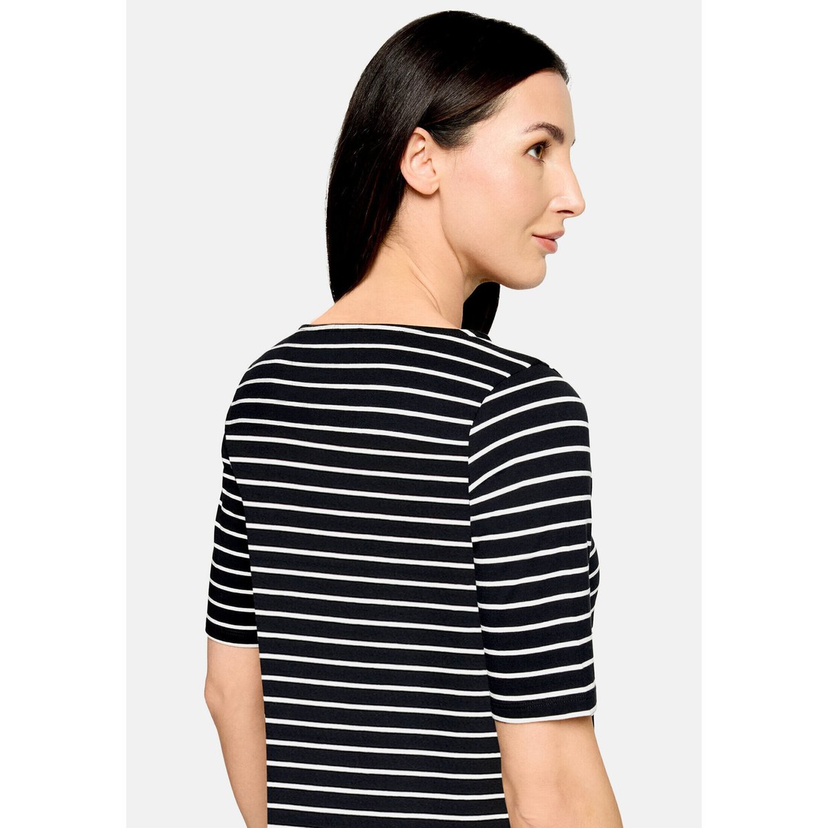 T-shirt à rainures à encolure bateau noir/blanc, BETTY BARCLAY