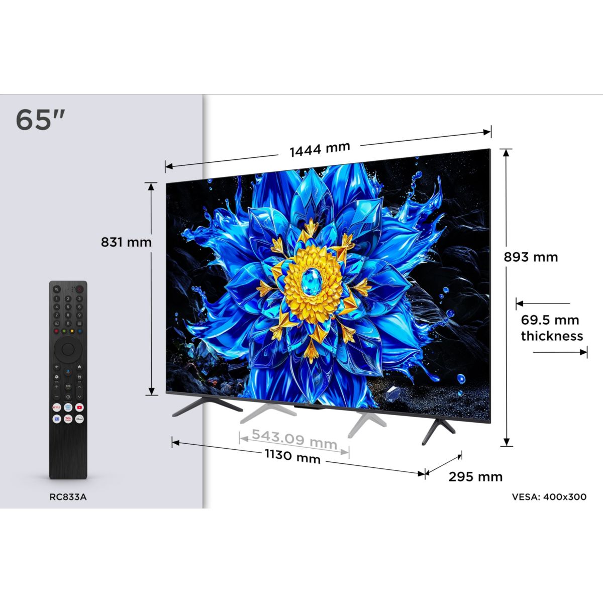 TV Mini LED 65P89L (2026) 65" (165 cm) couleur unique, TCL