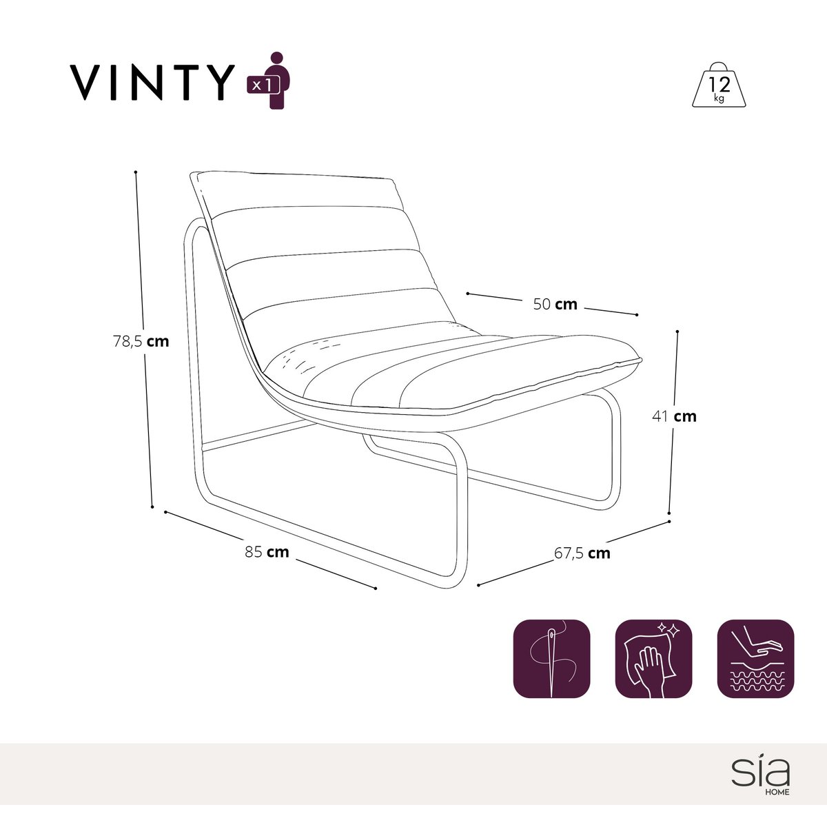 Fauteuil en velours texturé VINTY moutarde, SIA HOME