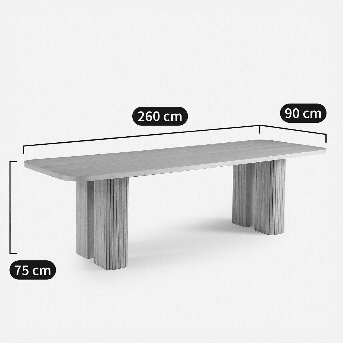 Table à manger, XL en plaqué chêne, 8 à 10 couverts, LATTI chêne, LA REDOUTE INTERIEURS