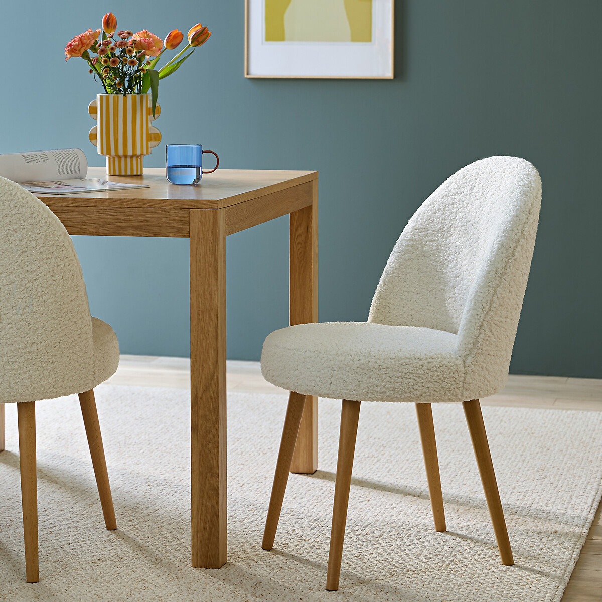 Lot de 2 chaises tissu bouclette, Inès ecru, LA REDOUTE INTERIEURS