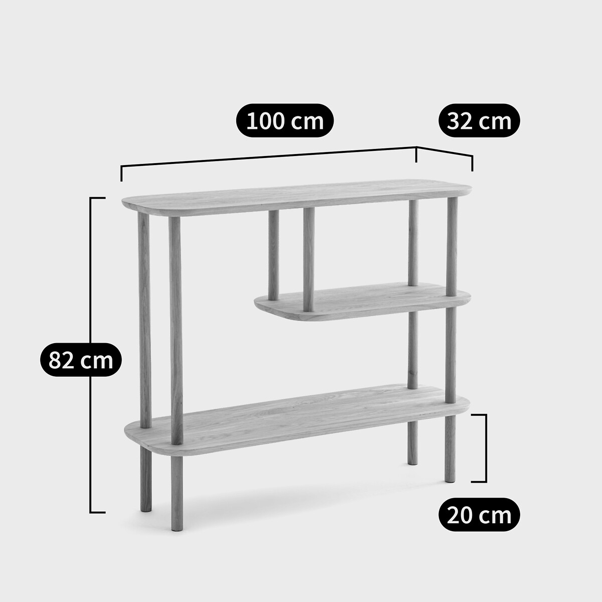 Console asymétrique chêne massif, Crueso chêne, LA REDOUTE INTERIEURS