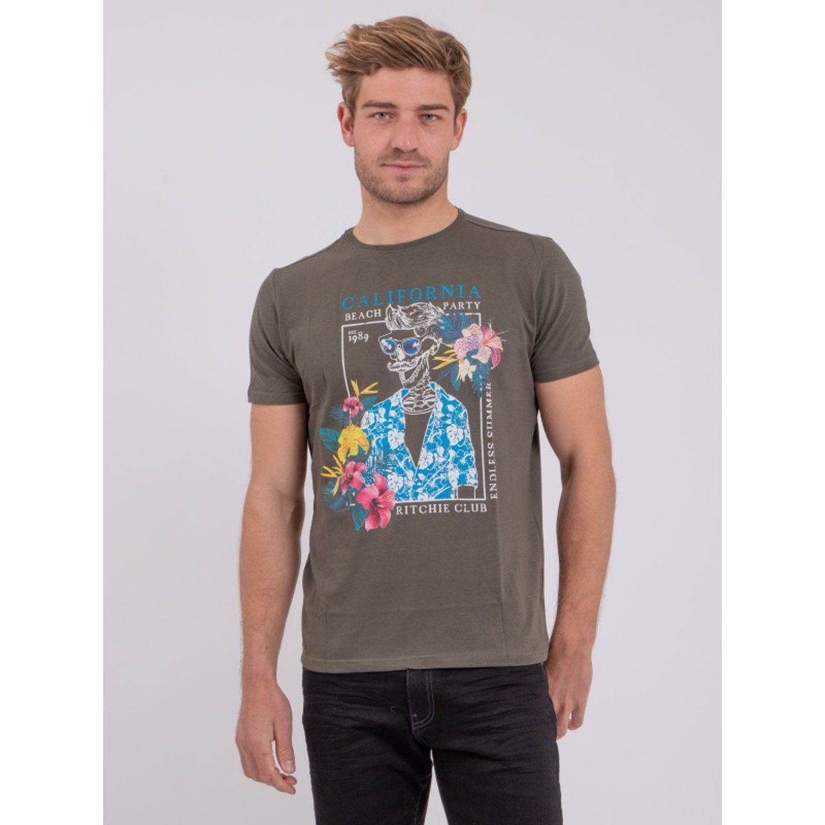 T-shirt Manches Courtes Col Rond Pur Coton Numilan kaki, RITCHIE