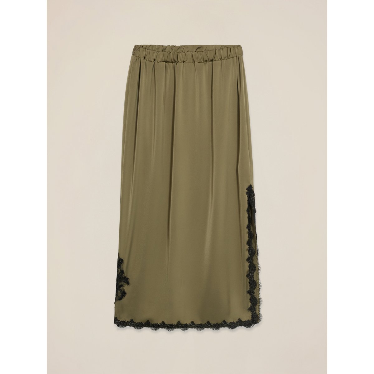 Jupe crayon mi-longue en dentelle vert, OLTRE