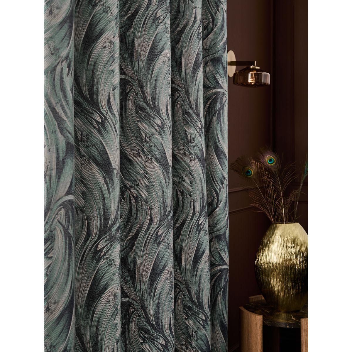 Rideaux doublés en jacquard à œillets bleu sarcelle, NEXT
