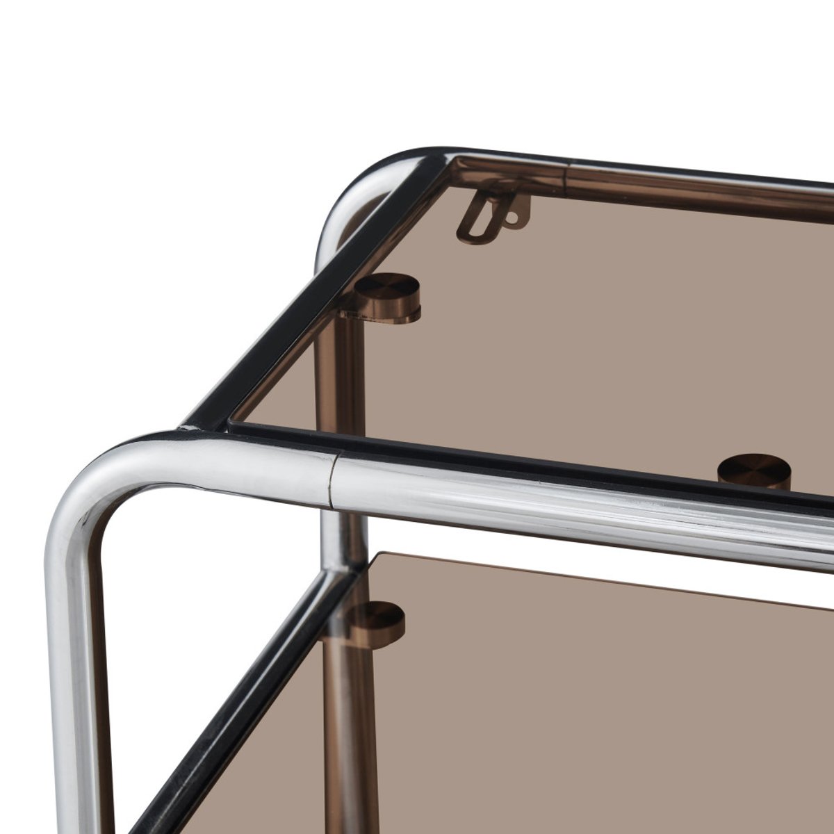 Meuble TV en verre et pieds chrome L 160 cm- DELIO verre ambré, DRAWER