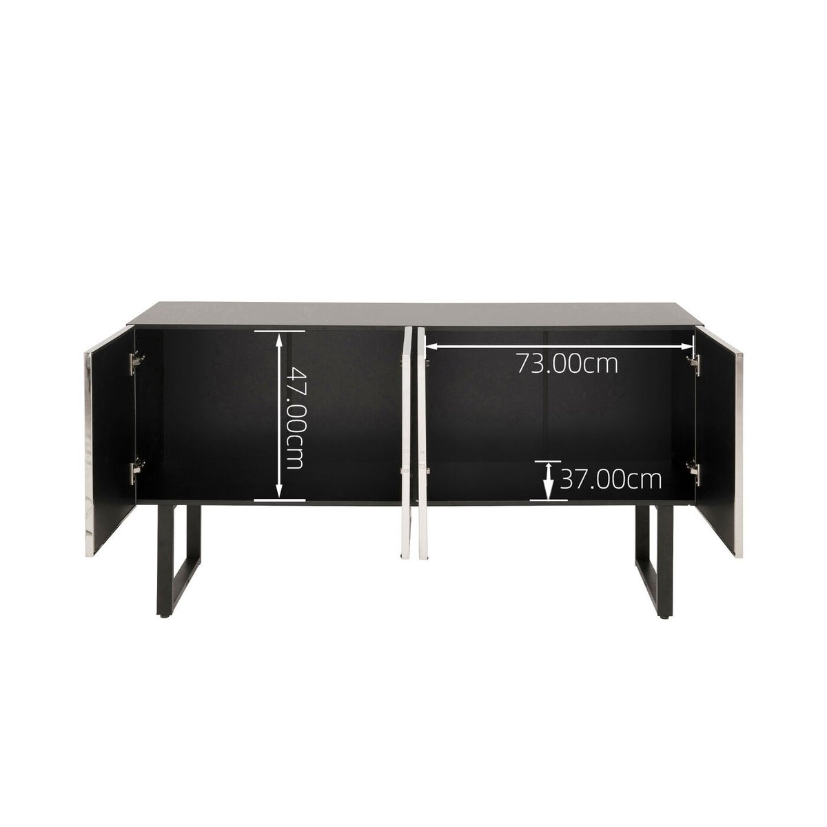 Buffet 4 portes en acier texturé, CARINO argent, KARE DESIGN