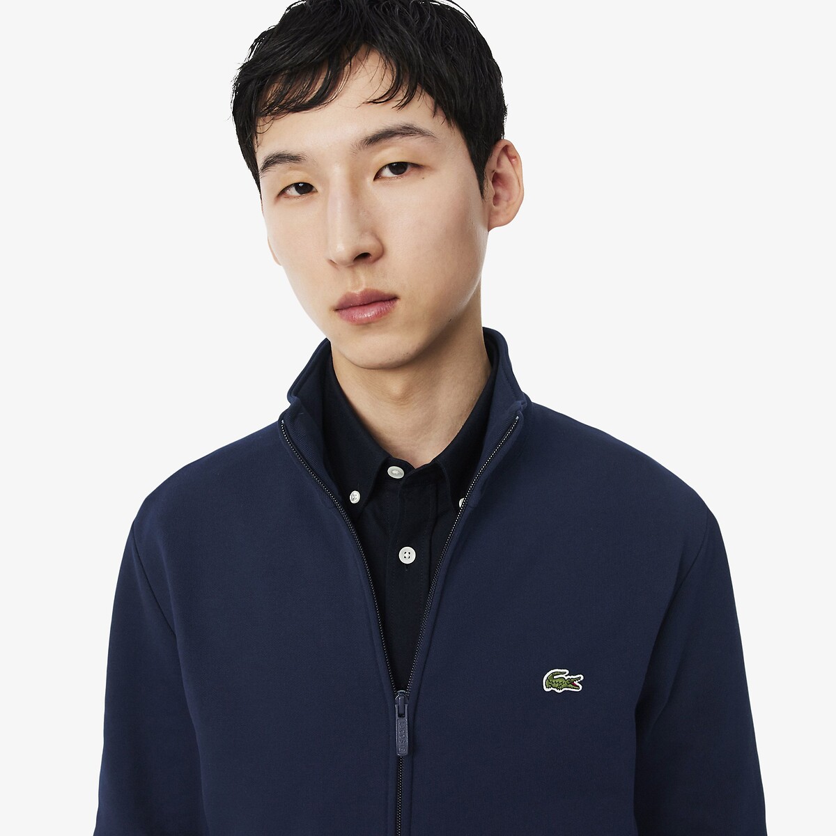 Sweatshirt mit Reissverschluss aus Molton marine, LACOSTE