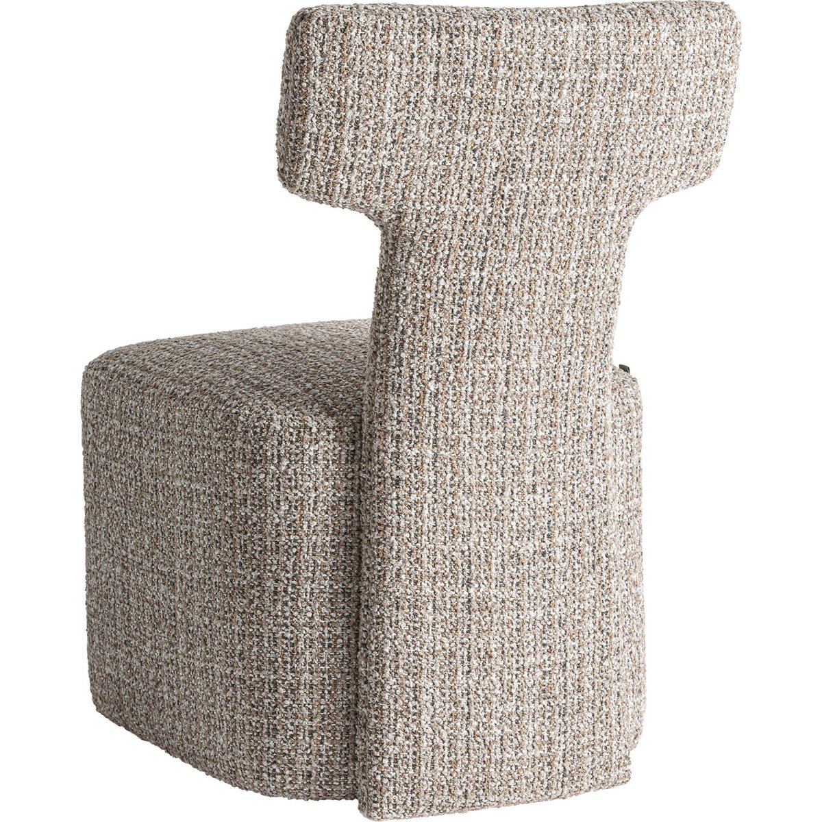 Chaise contemporaine en chenille beige chiné, RECOLLECTION