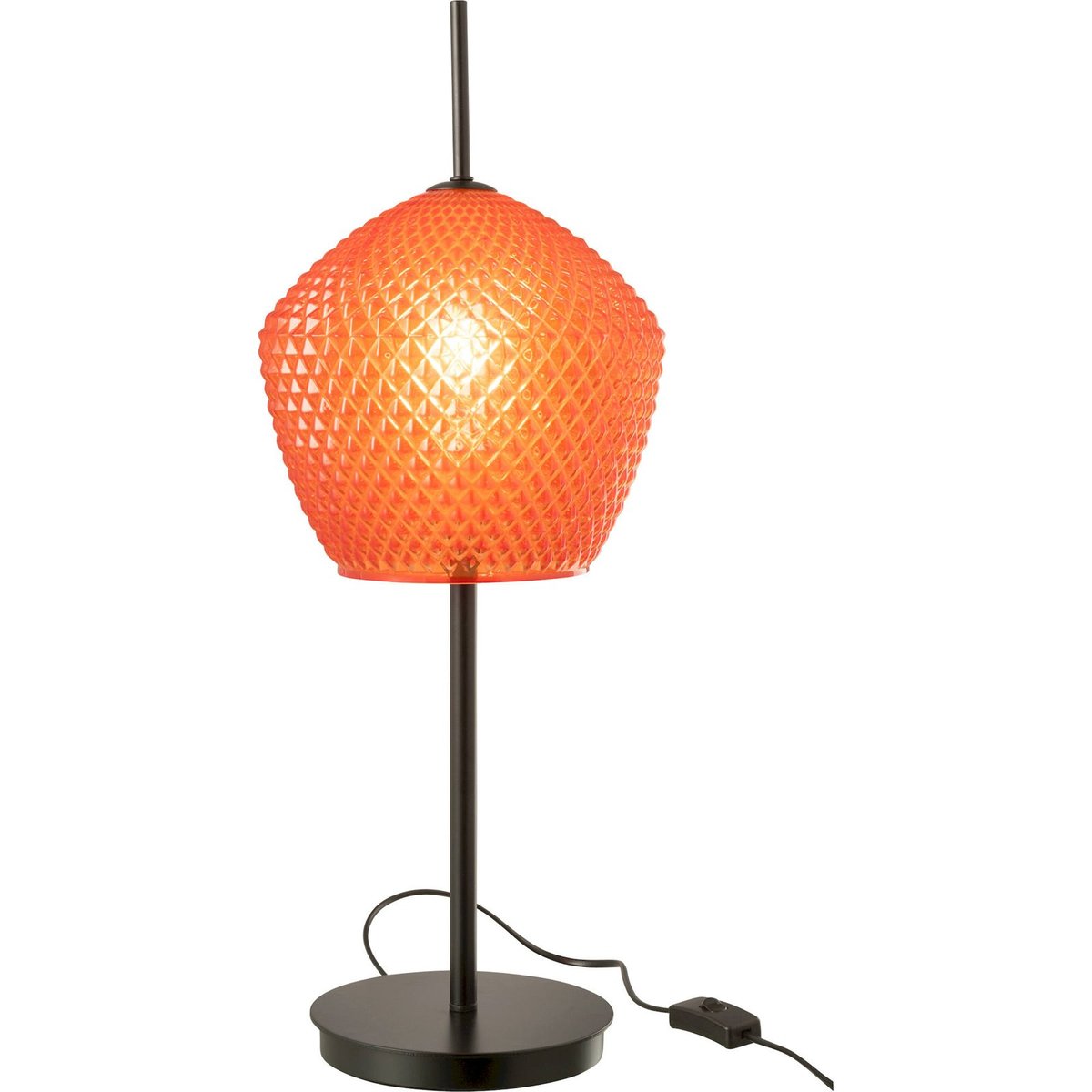 Lampe de salon en verre rond rouge texturé intense, RECOLLECTION