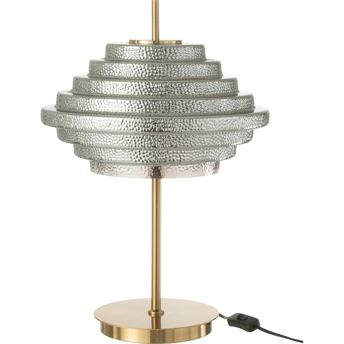 Lampe de table LED en verre et métal doré et verre fumé argenté, RECOLLECTION