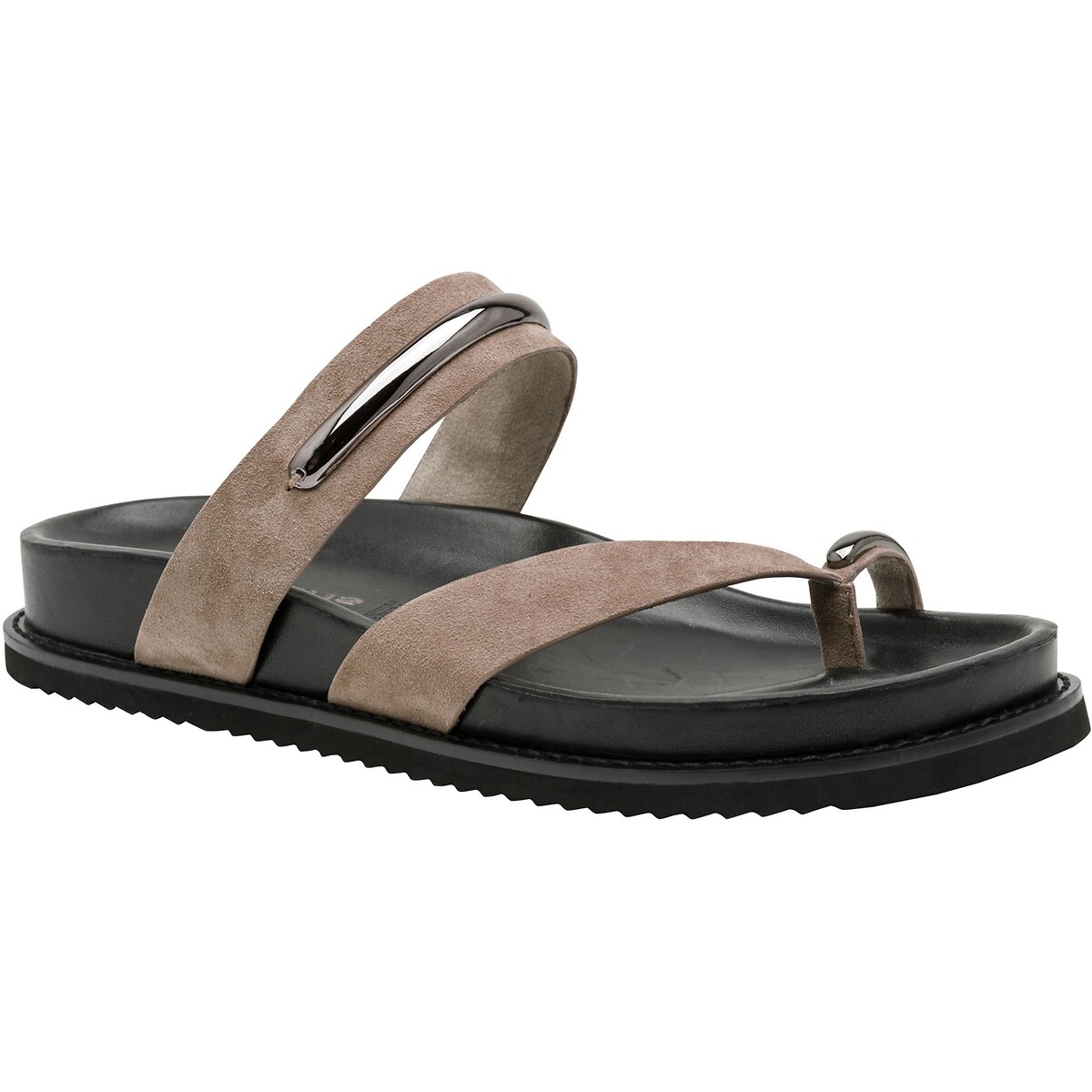 Mules de dedo de cuero marrón grisáceo, TAMARIS