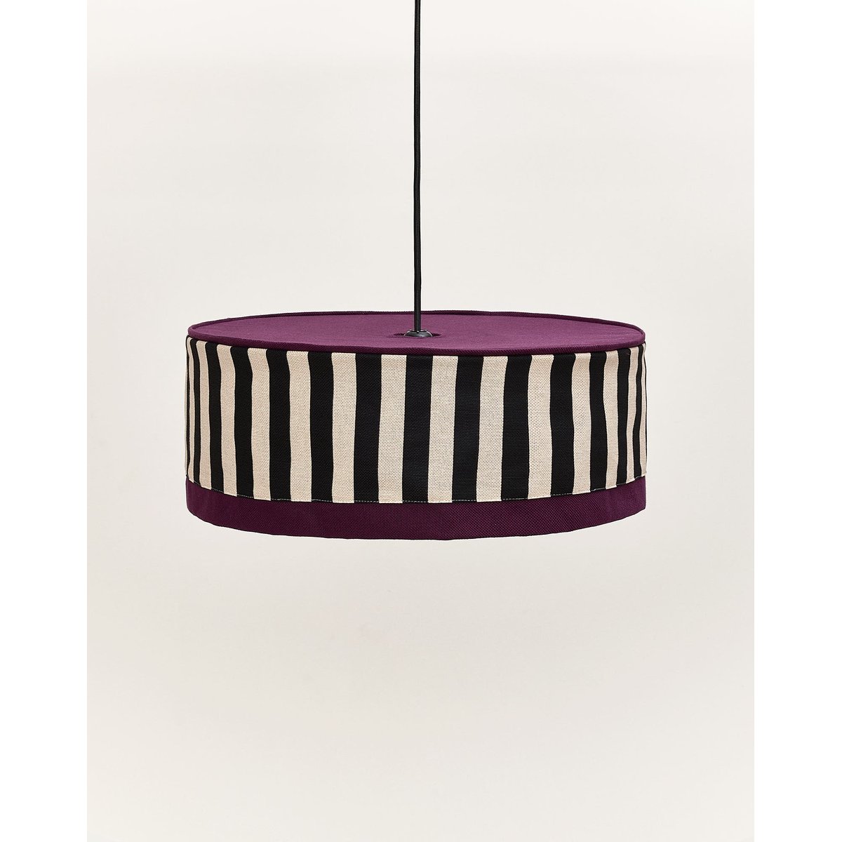 Abat-jour pour suspension diam. 50cm Paul rayures noires et sable, NOBODINOZ