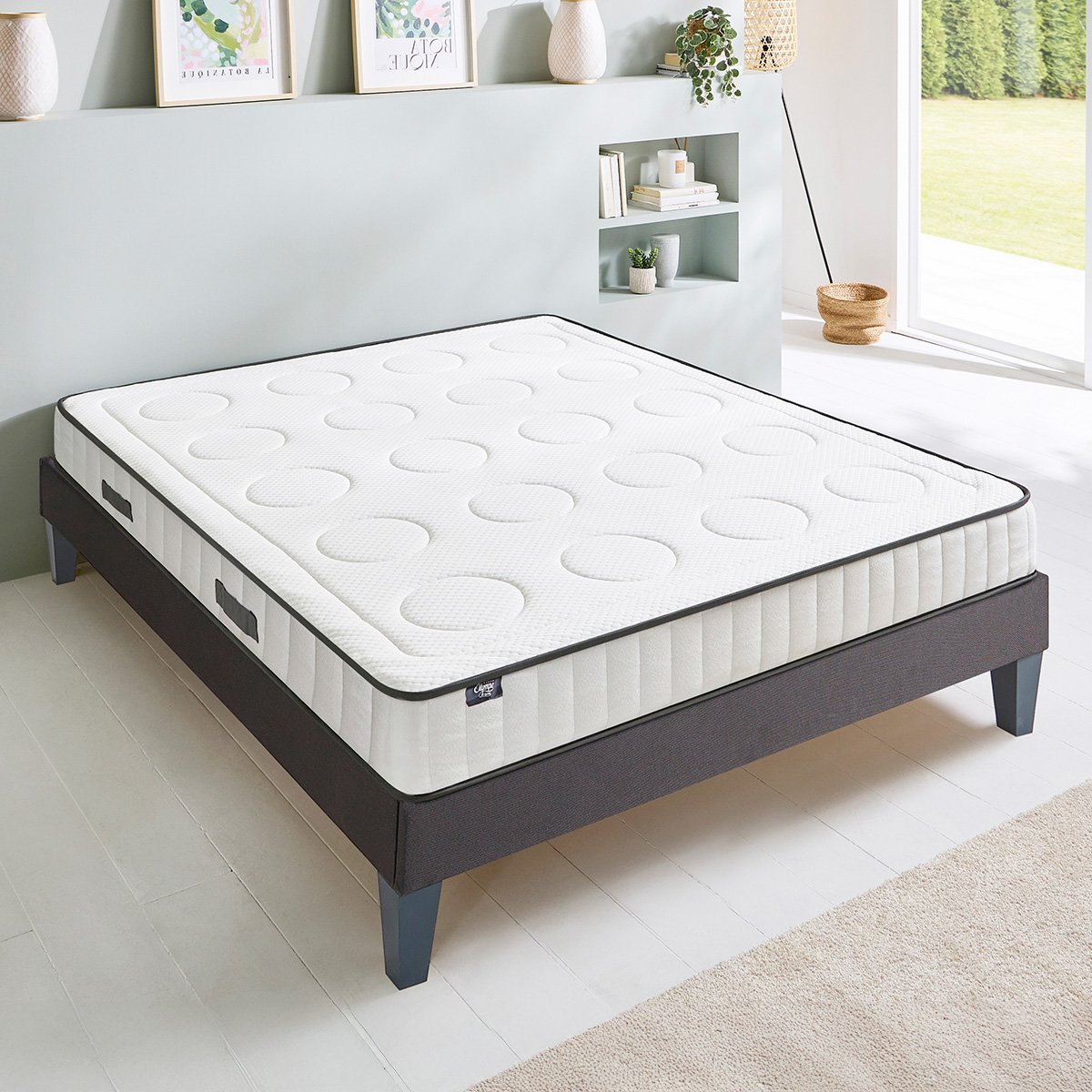 Matelas Mousse Cristal 90x200 cm Accueil Mémoire de forme blanc, OLYMPE LITERIE