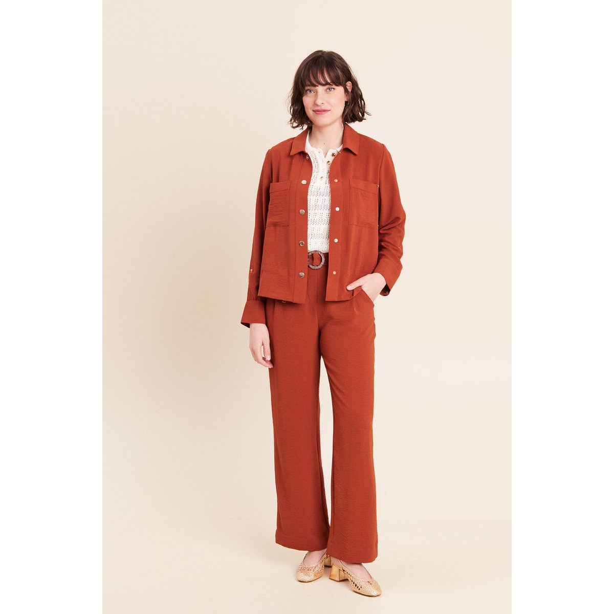 Pull col chemise manches courtes ecru, BREAL