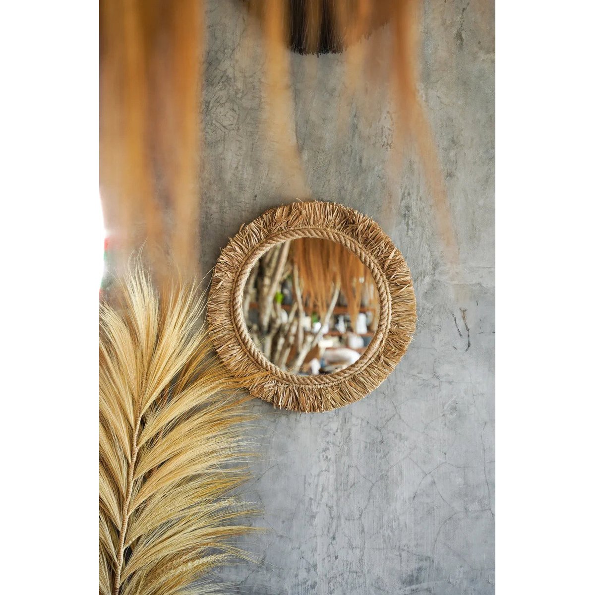 Miroir en raphia TAHITI beige, BAZAR BIZAR