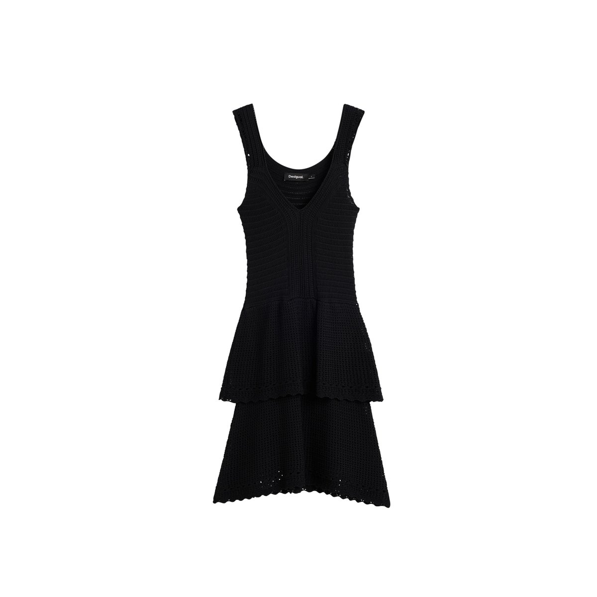 Robe à bretelles en maille noir, DESIGUAL