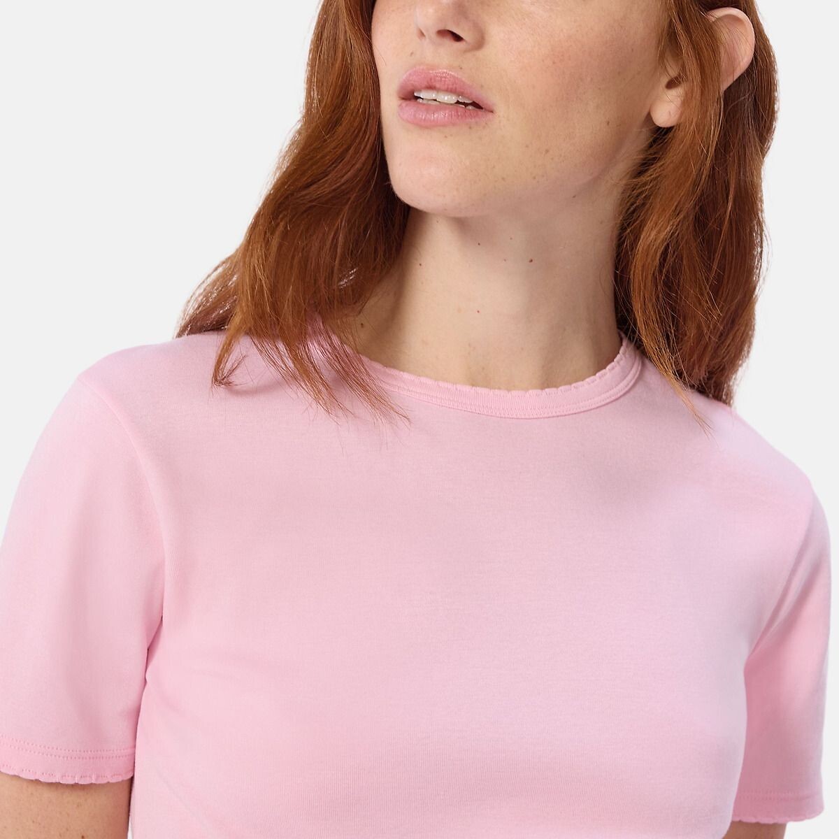 T-Shirt with Short Sleeves and Crew Neck light pink, PETIT BATEAU