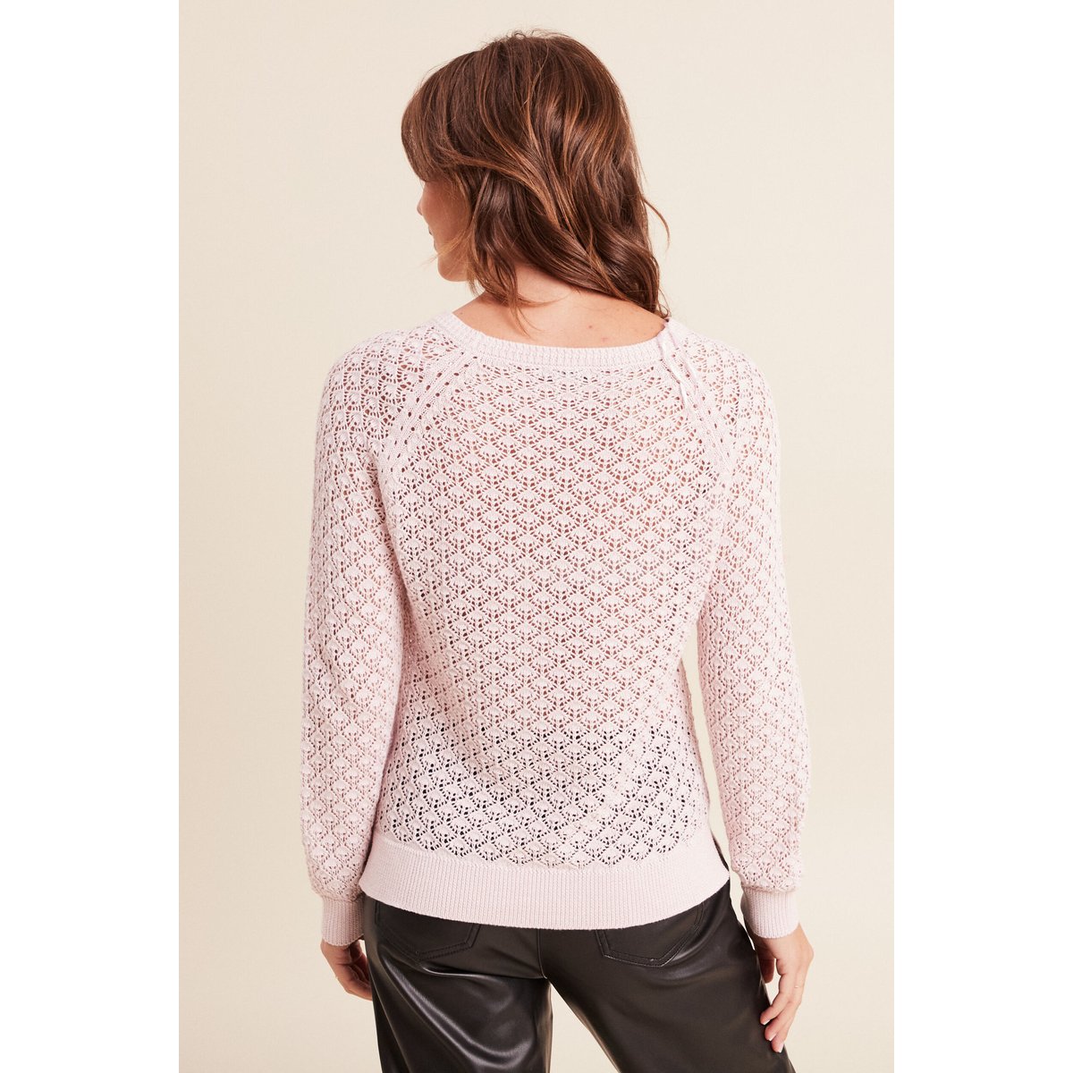Pull col rond manches longues rose clair, BREAL